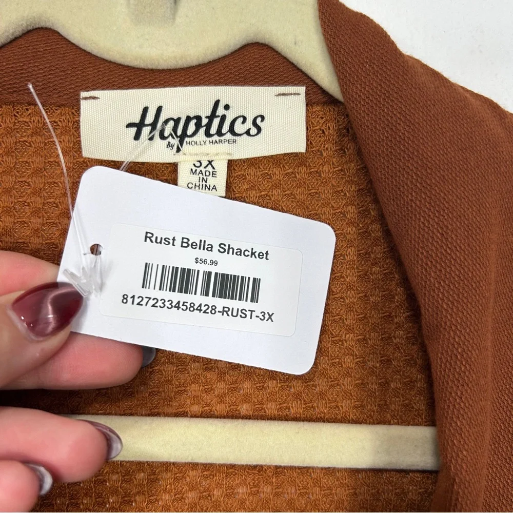 Haptics NWT Burnt Orange Waffle Knit Shacket H19 - Picture 2 of 6